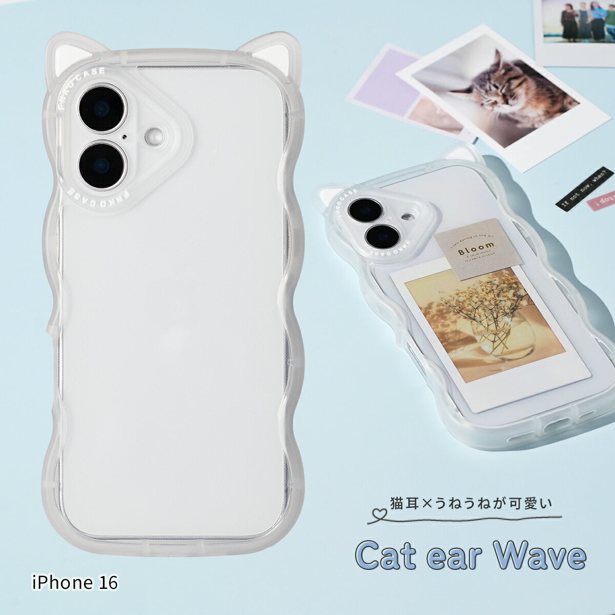 iPhone用 クリア 猫耳スマホケース