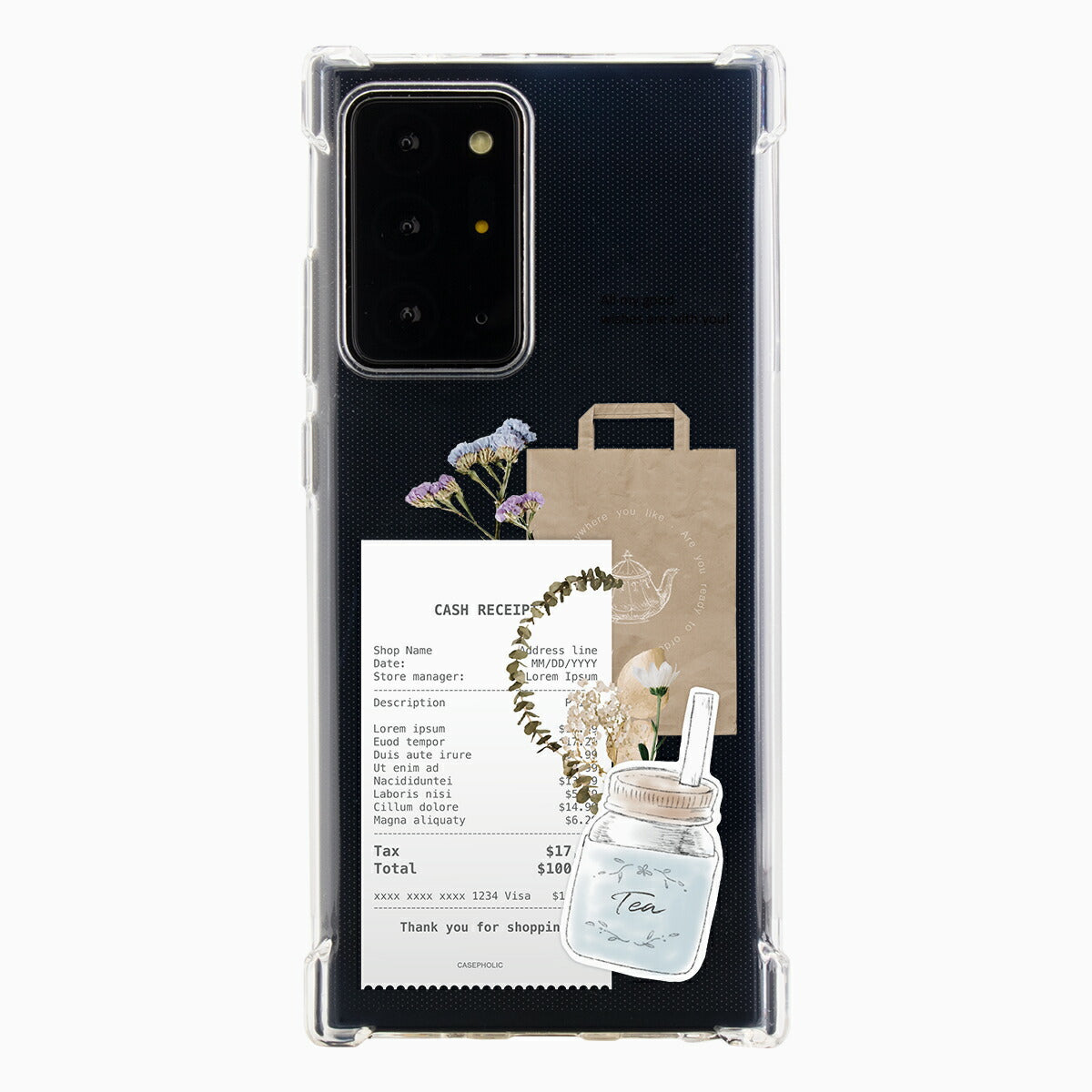 Galaxy 各機種 名入れ対応 カフェコラージュ柄 スマホケース