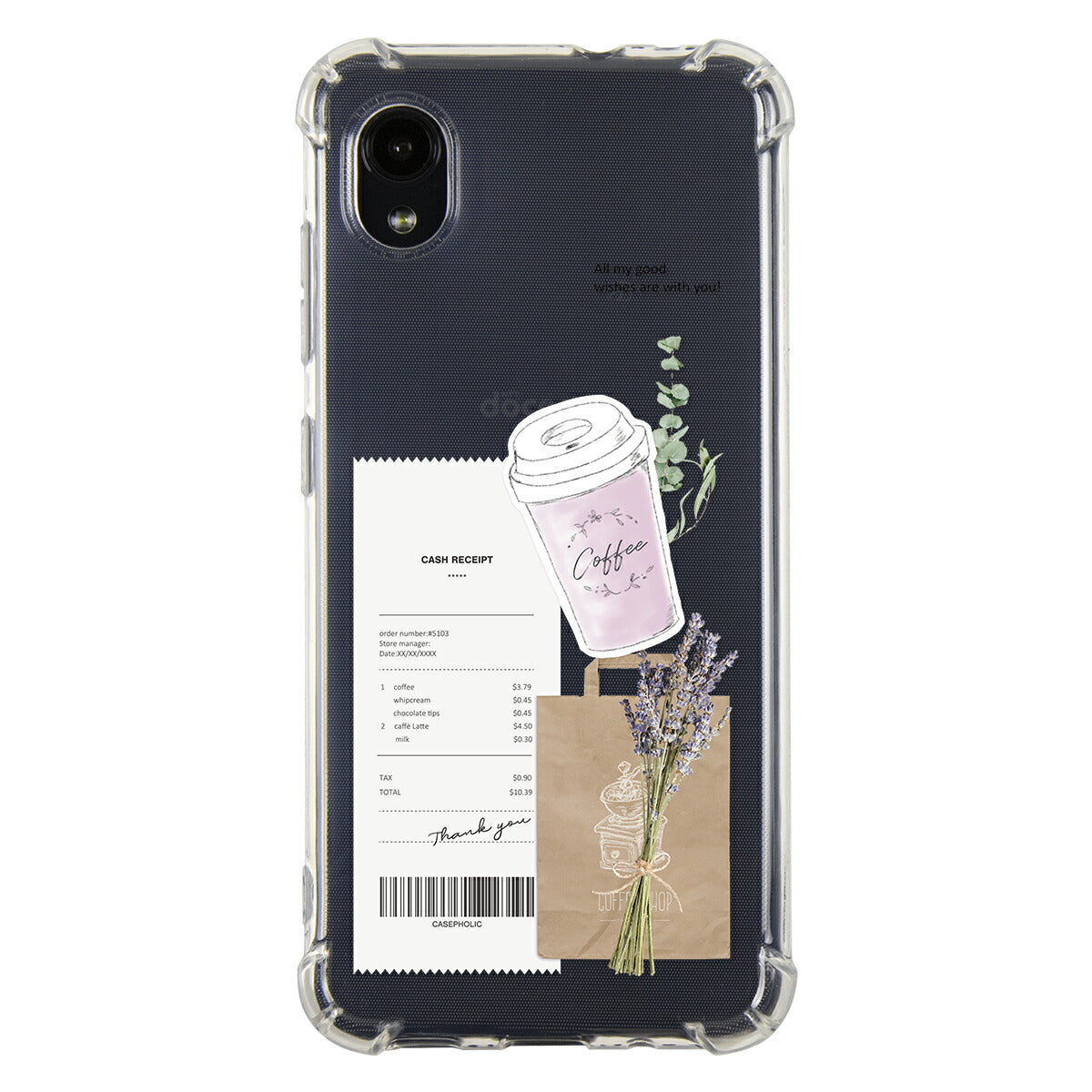 Galaxy 各機種 名入れ対応 カフェコラージュ柄 スマホケース