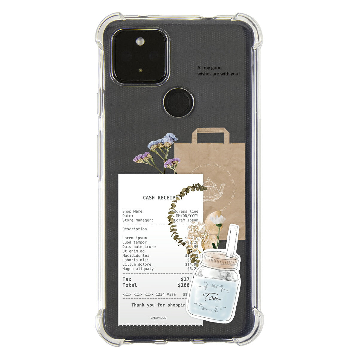 Google Pixel 名入れ対応 カフェコラージュ柄 スマホケース