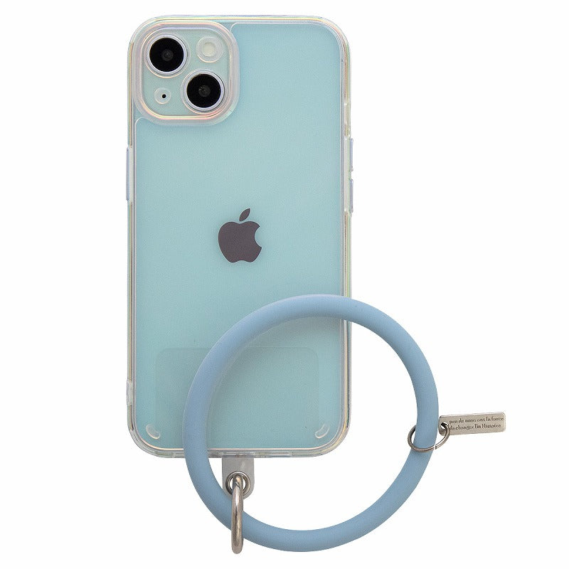 iPhoneケース オーロラカラー ブレスレットリング付き