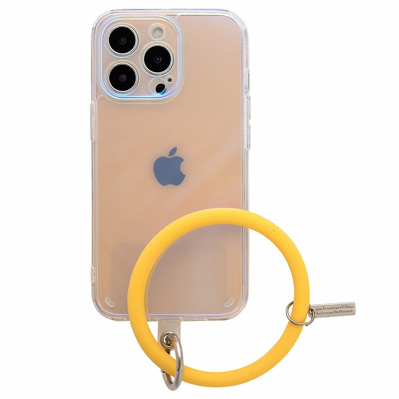 iPhoneケース オーロラカラー ブレスレットリング付き