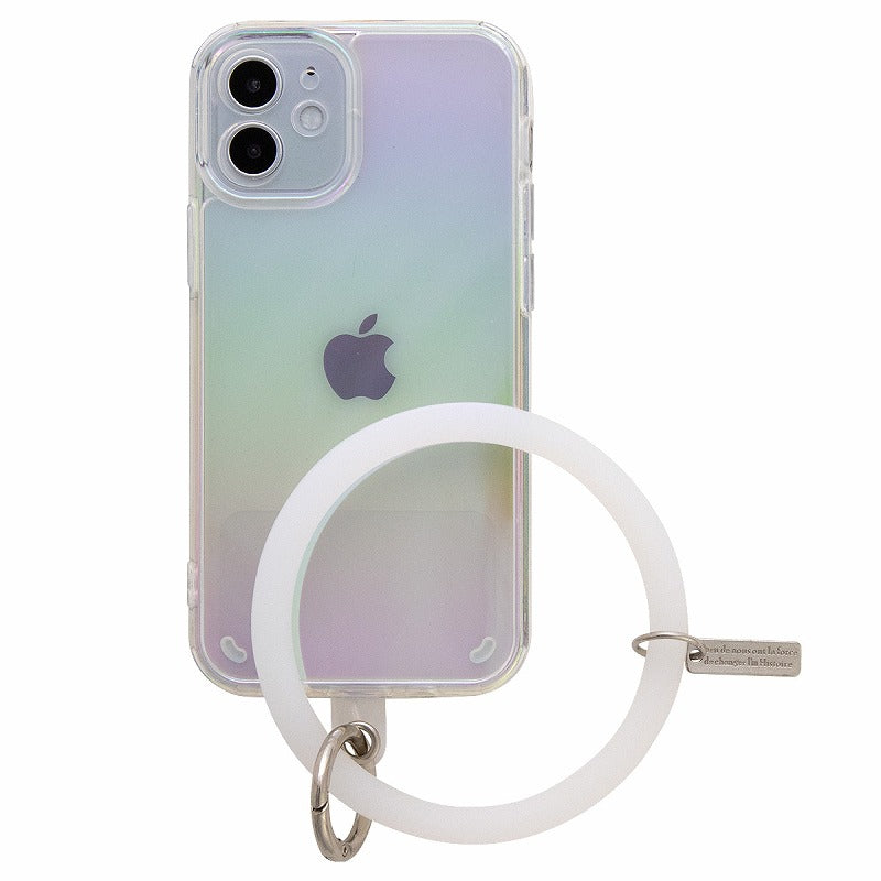 iPhoneケース オーロラカラー ブレスレットリング付き