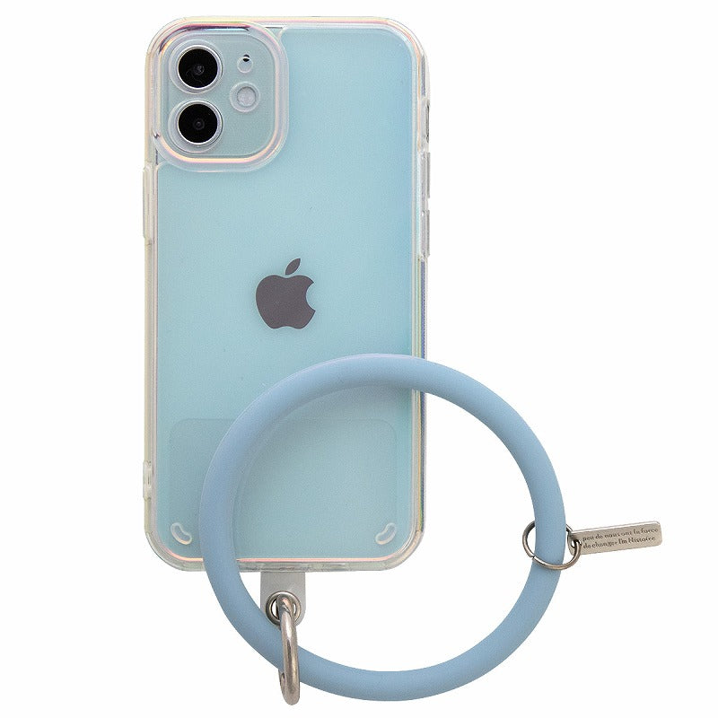 iPhoneケース オーロラカラー ブレスレットリング付き