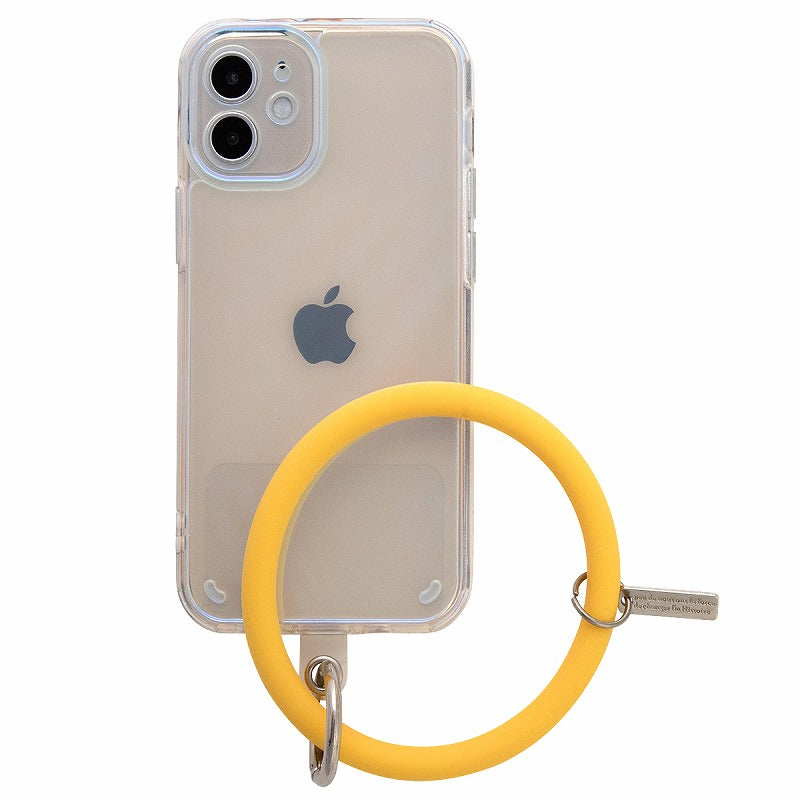 iPhoneケース オーロラカラー ブレスレットリング付き