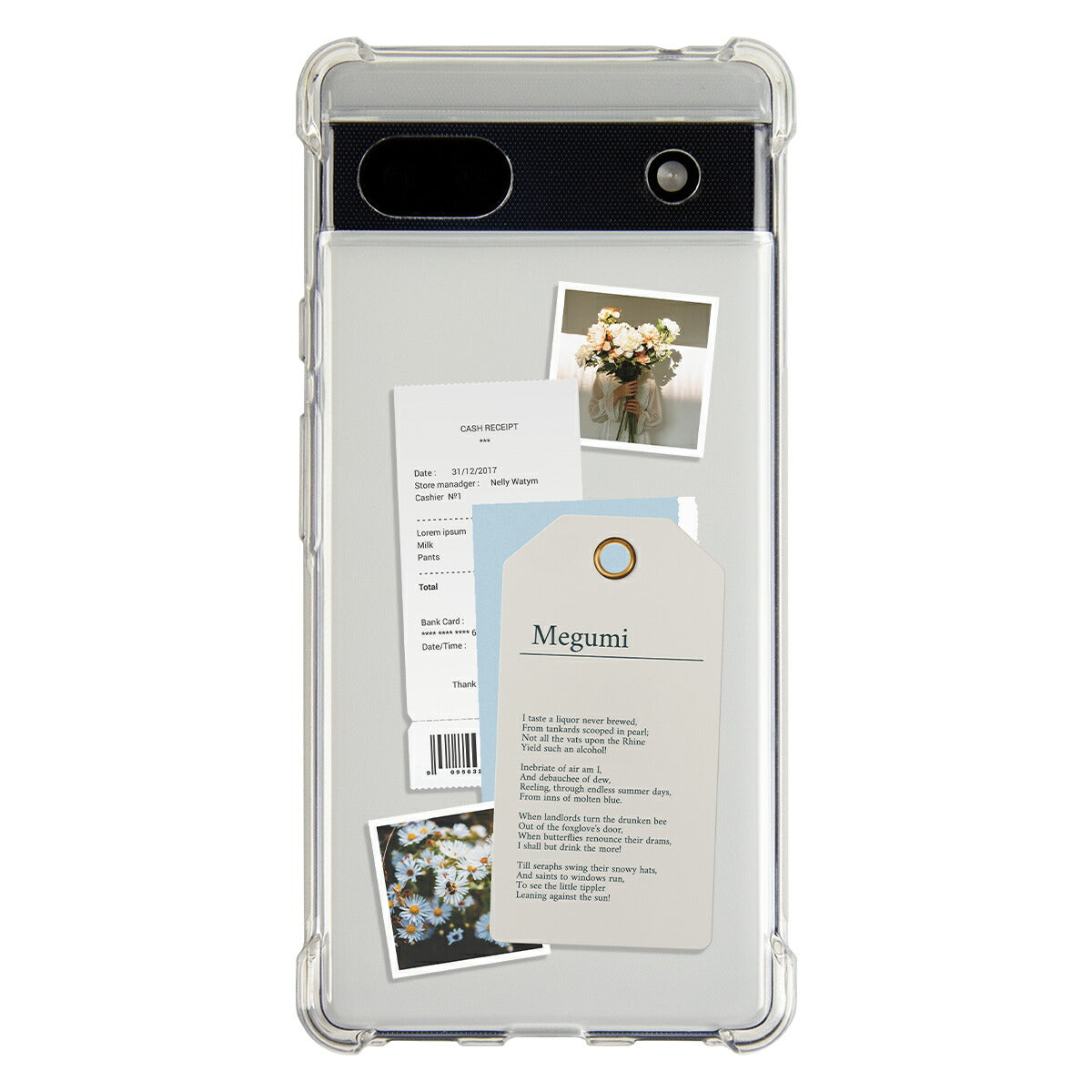 Google Pixel 対応 クリアケース フラワースクラップデザイン