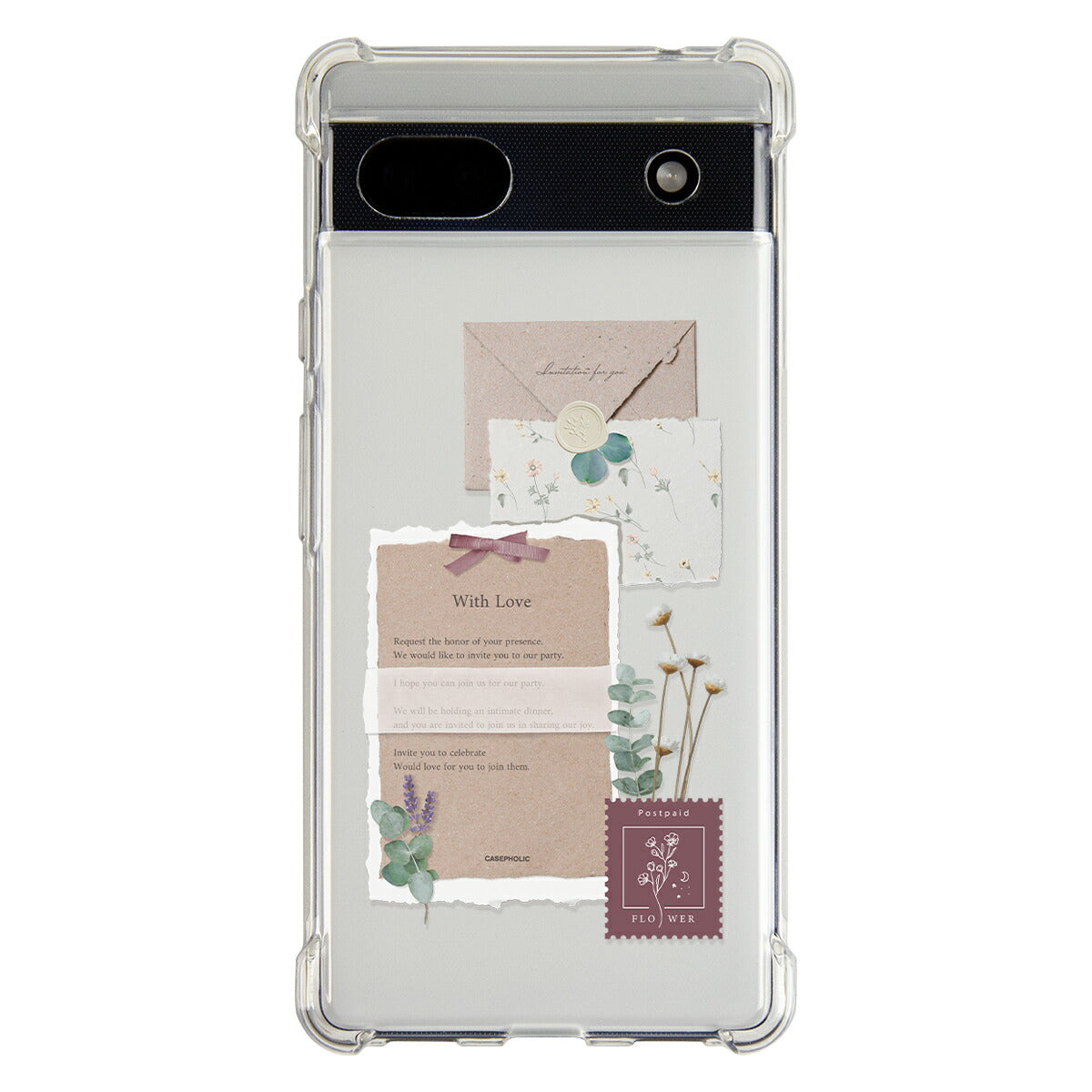 Google Pixel 8a/7a/6a クリアケース 招待状モチーフ
