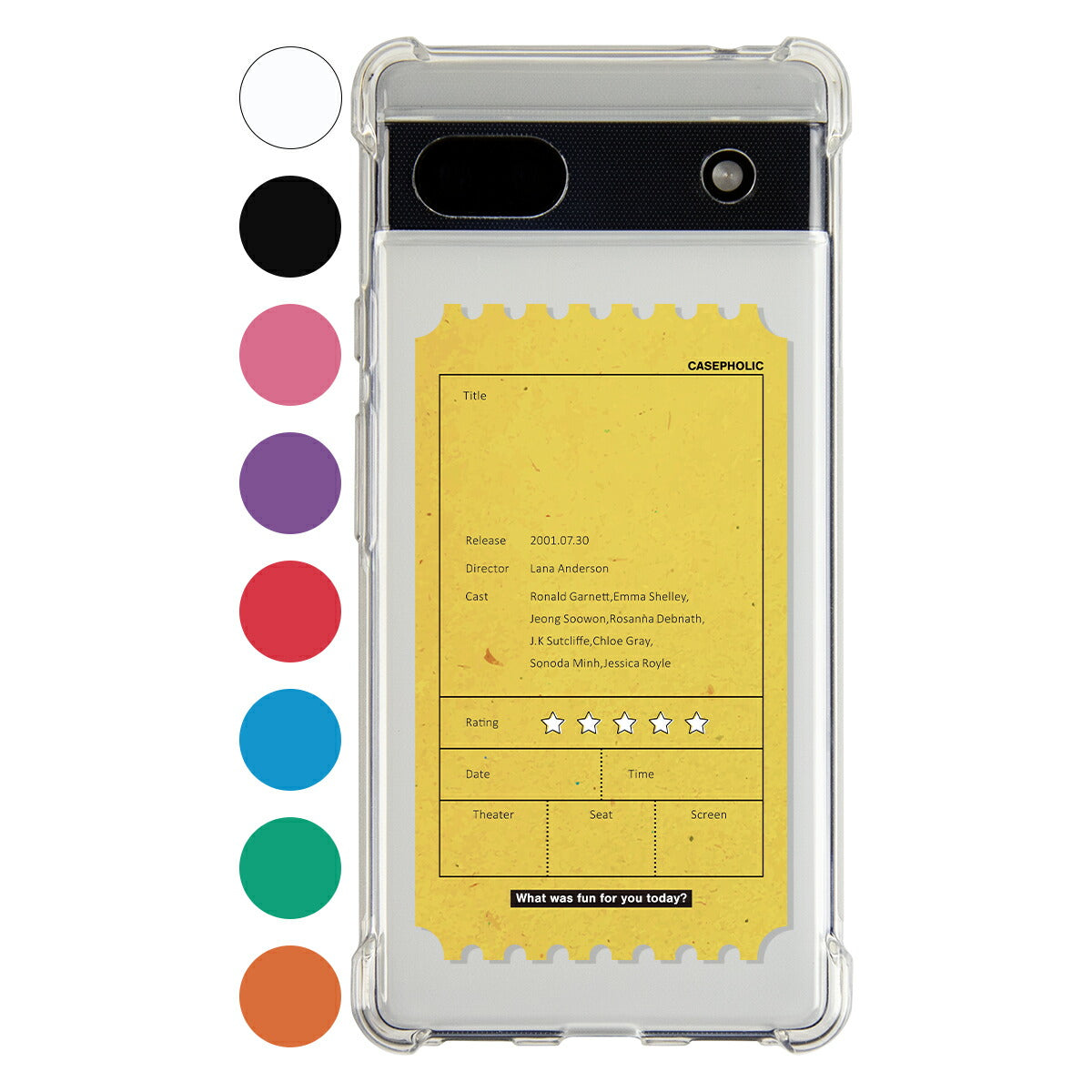 Google Pixel 8a 透明ケース 名入れ対応 映画チケットデザイン