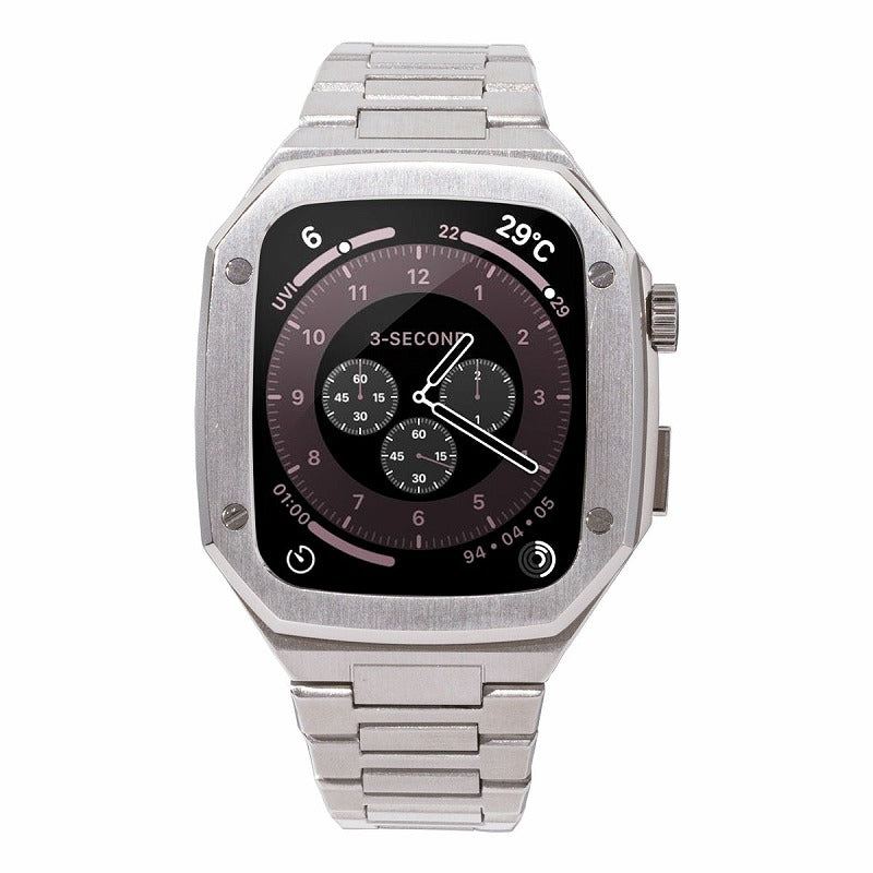 Apple Watch 一体型メタル＆ラバーバンド 44mm 45mm 40mm 41mm