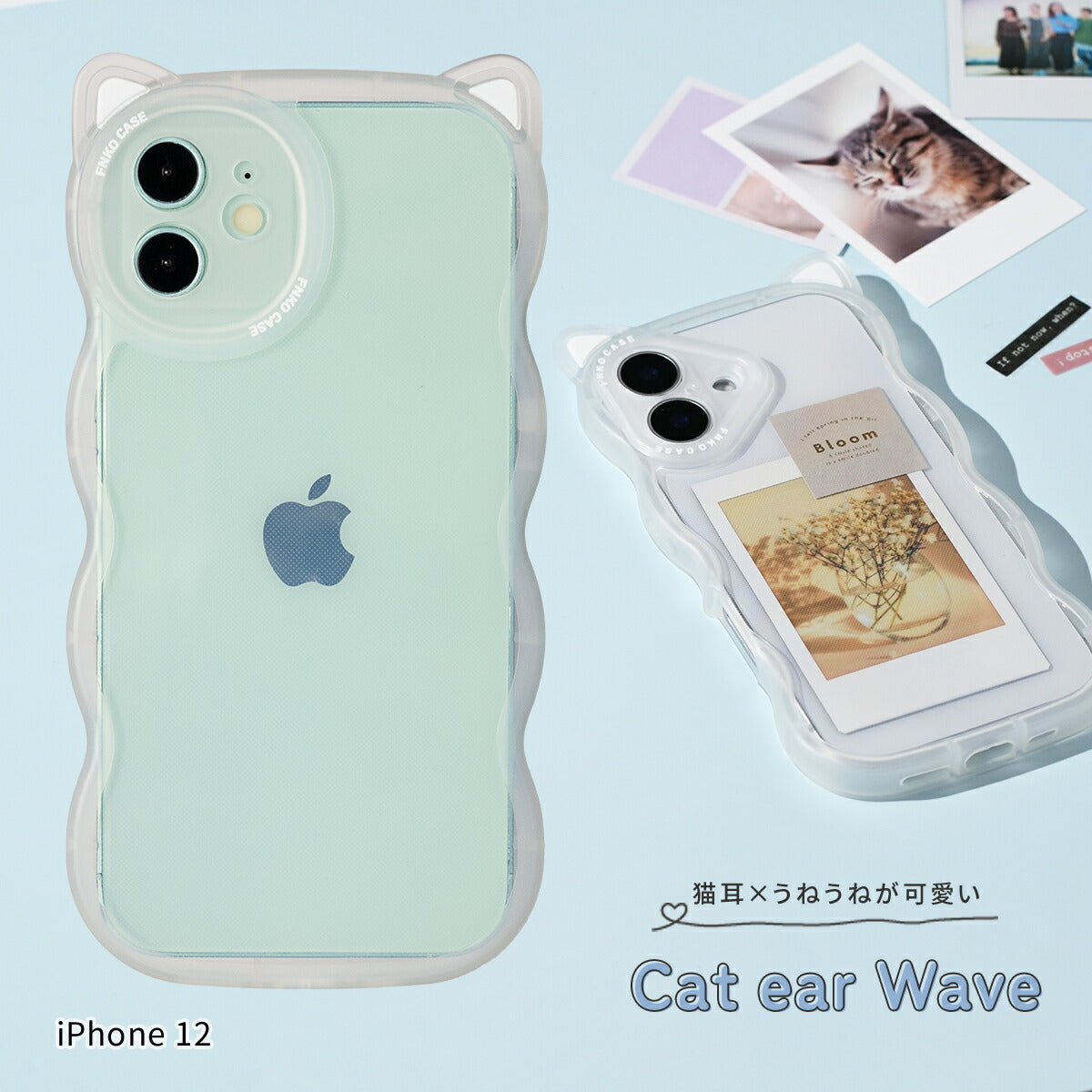 iPhone用 クリア 猫耳スマホケース
