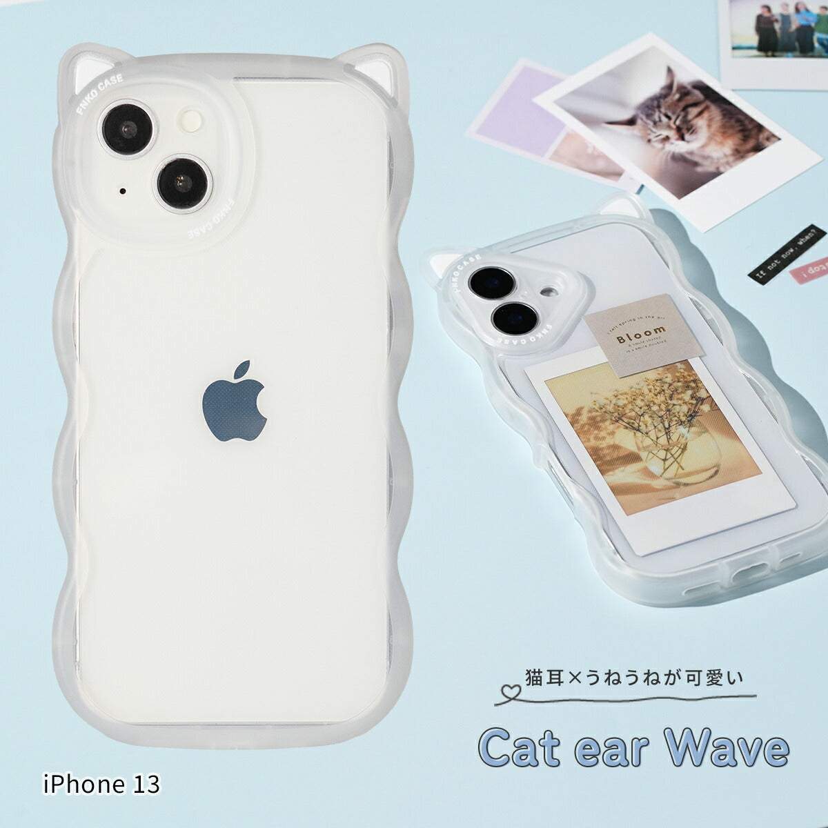 iPhone用 クリア 猫耳スマホケース