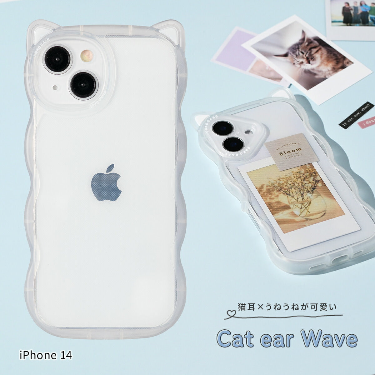 iPhone用 クリア 猫耳スマホケース