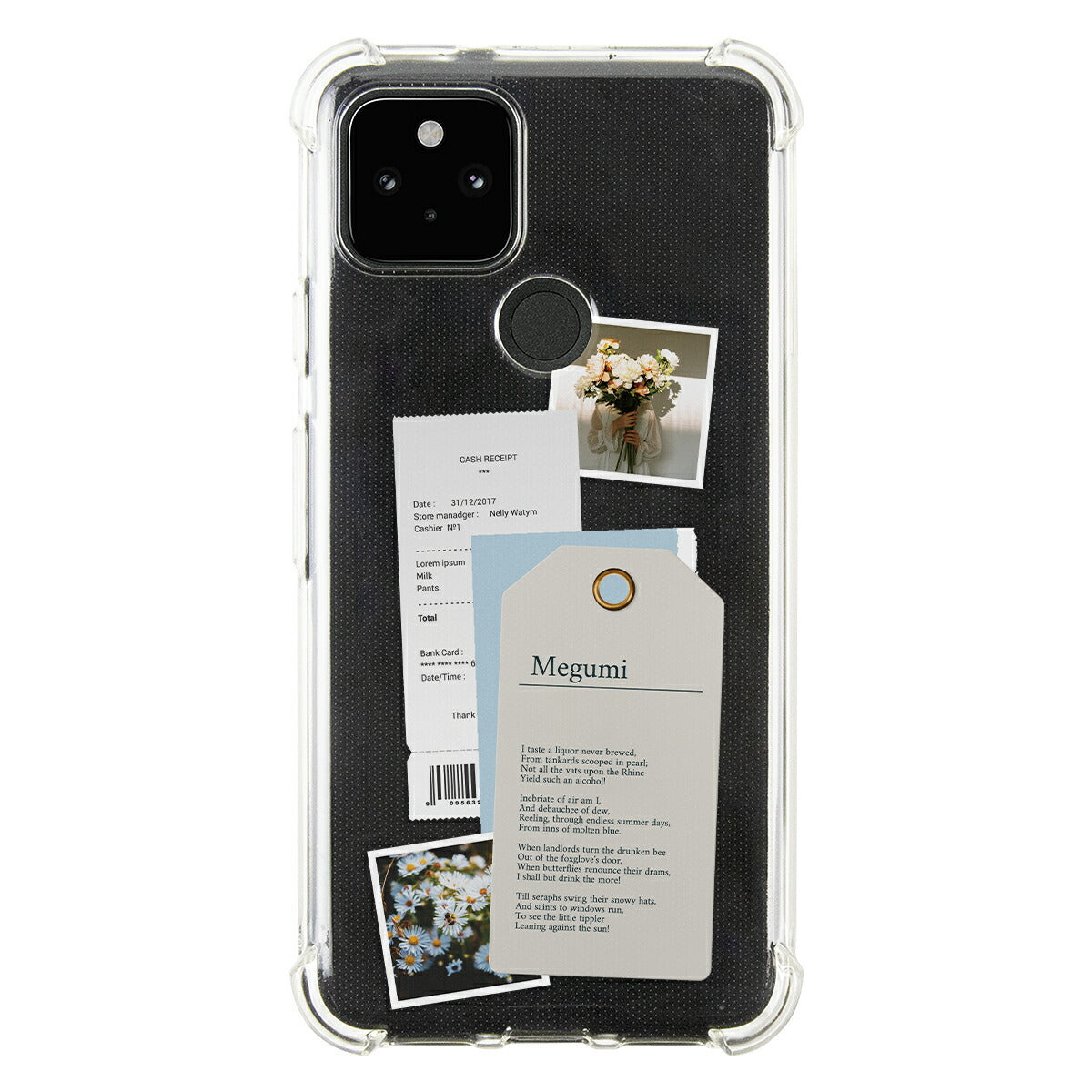 Google Pixel 対応 クリアケース フラワースクラップデザイン