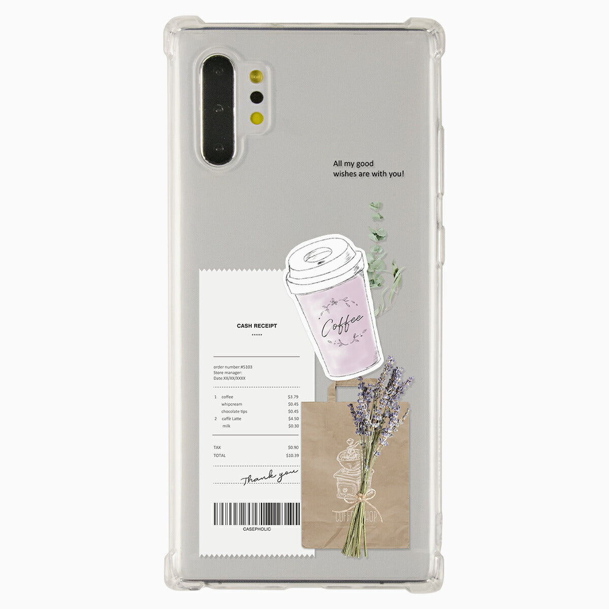 Galaxy 各機種 名入れ対応 カフェコラージュ柄 スマホケース