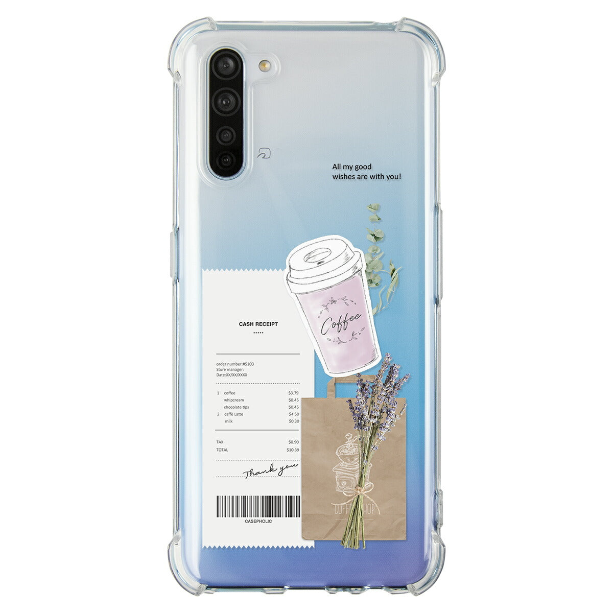 OPPO 名入れ対応 カフェコラージュ柄 スマホケース