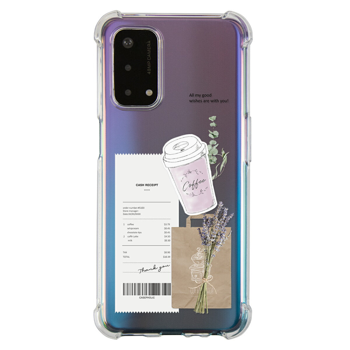 OPPO 名入れ対応 カフェコラージュ柄 スマホケース
