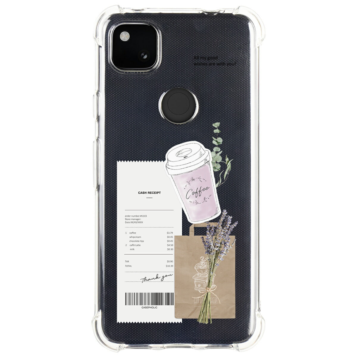 Google Pixel 名入れ対応 カフェコラージュ柄 スマホケース