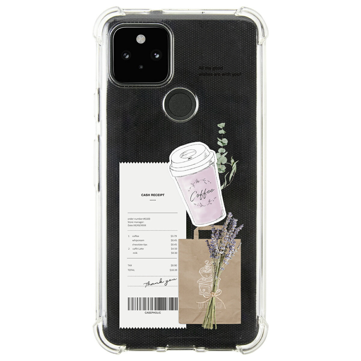 Google Pixel 名入れ対応 カフェコラージュ柄 スマホケース