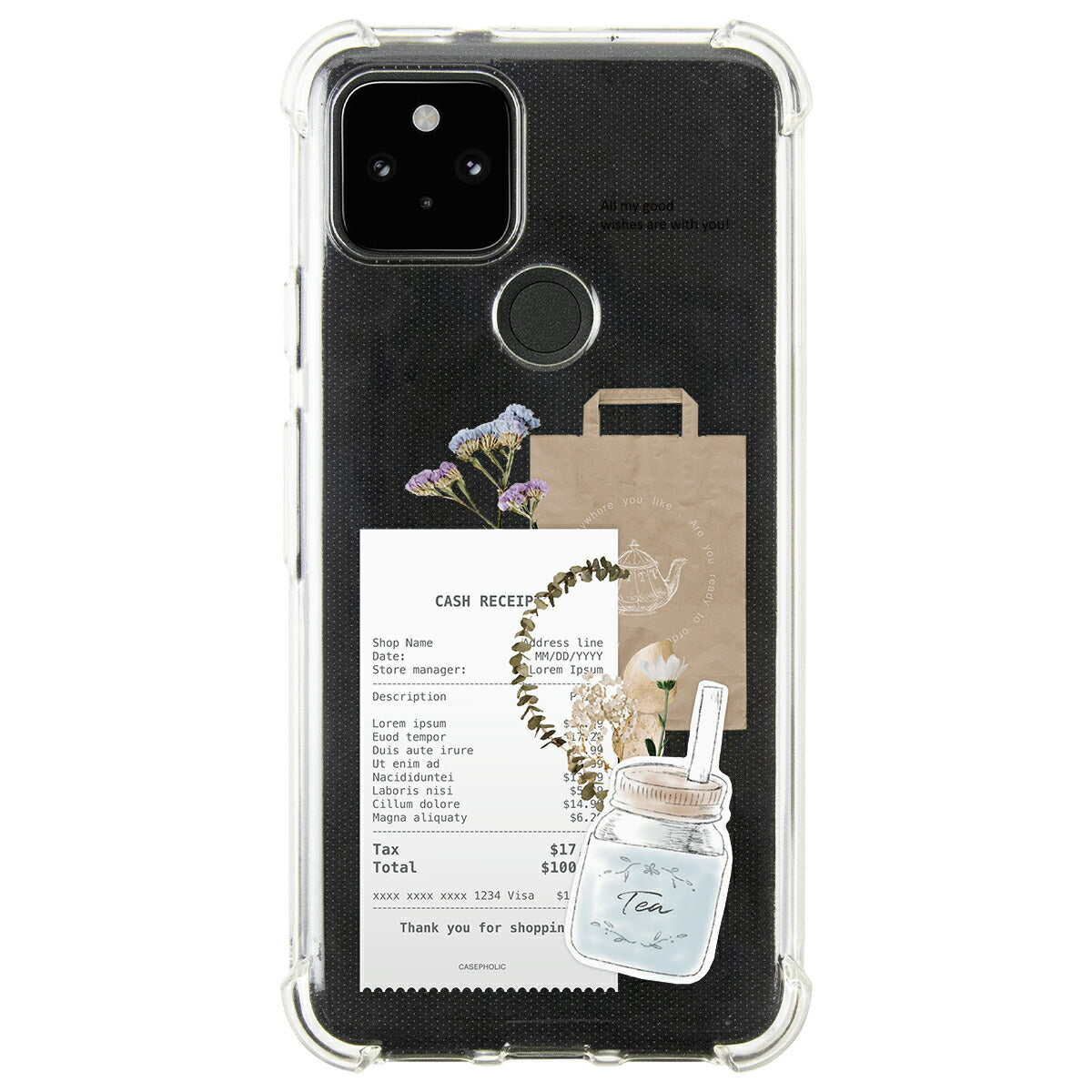 Google Pixel 名入れ対応 カフェコラージュ柄 スマホケース