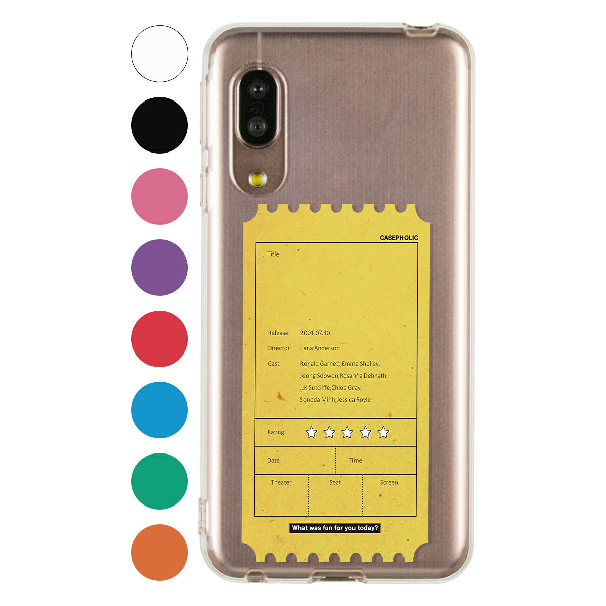 AQUOS 名入れ対応 映画チケットモチーフ スマホケース