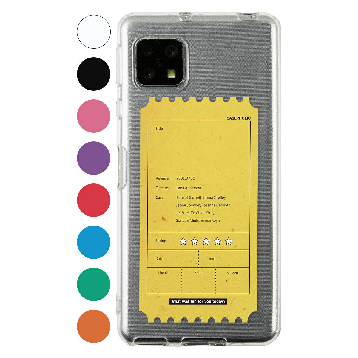 AQUOS 名入れ対応 映画チケットモチーフ スマホケース
