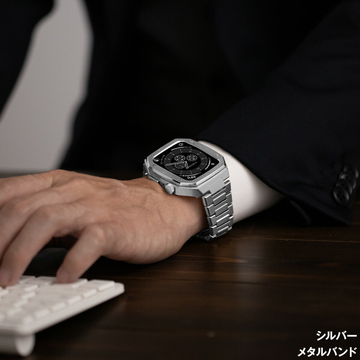 Apple Watch 一体型メタル＆ラバーバンド 44mm 45mm 40mm 41mm - 5