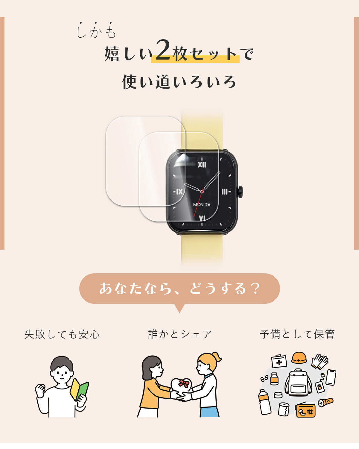 スリコ デバイスバンド Plus 液晶保護フィルム 2枚セット - 3