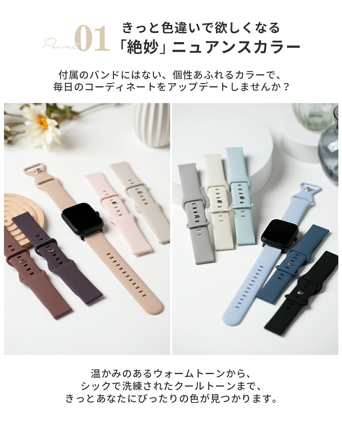 スリコ スマートウォッチ シリコンバンド 交換用 22mm - 4