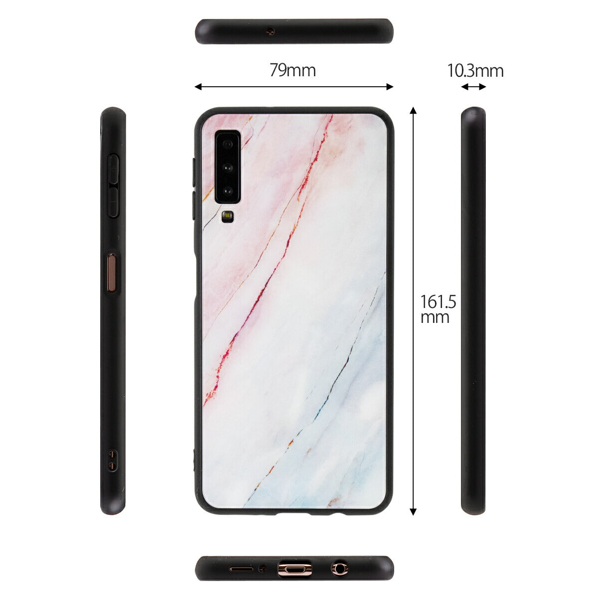 Galaxy A7 大理石調 背面9H ガラスケース - 6
