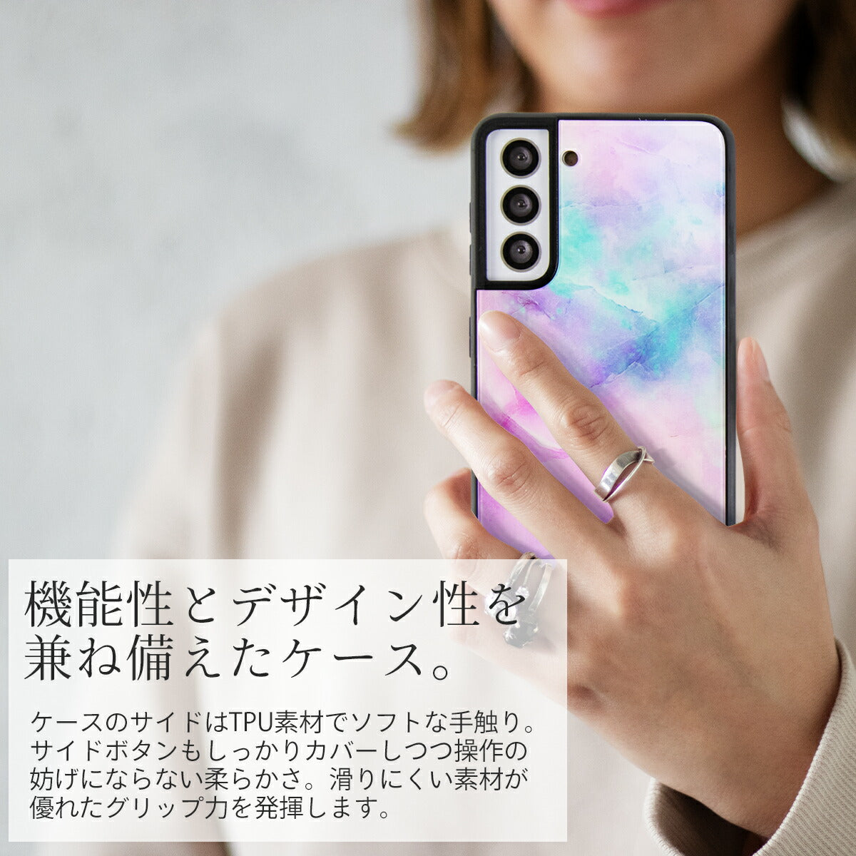 Galaxy S21 大理石調 背面9H ガラスケース - 4