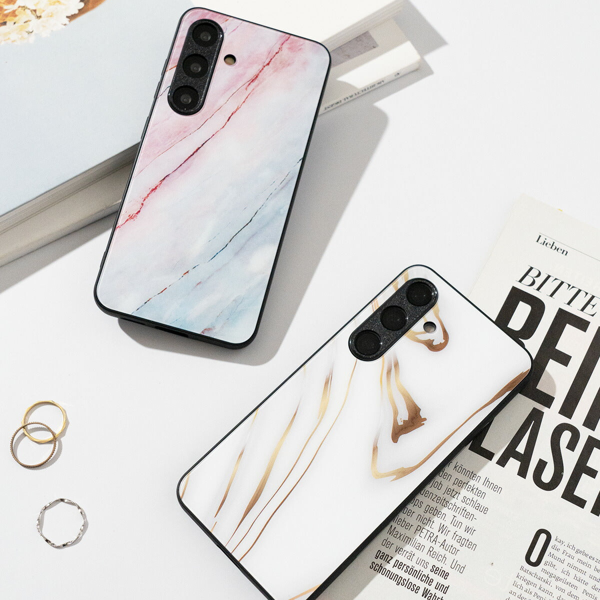 Galaxy S24 ケース 大理石調 耐衝撃 9H ガラス - 2