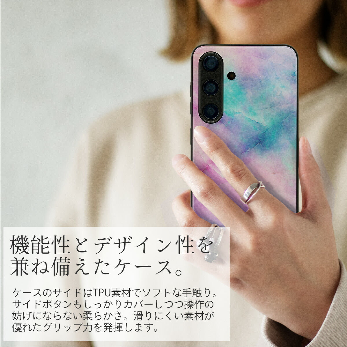 Galaxy S24 ケース 大理石調 耐衝撃 9H ガラス - 4