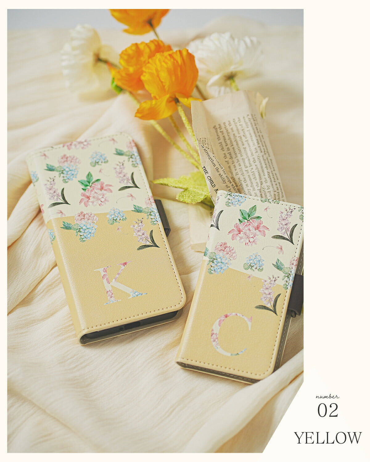 iPhone Grace フローラルバイカラー 手帳型ケース - 7