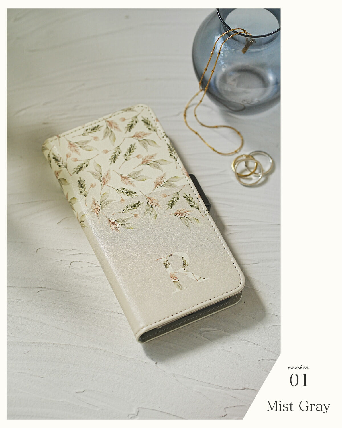 Google Pixel ケース 手帳型 おしゃれ イニシャル 花柄 - 6