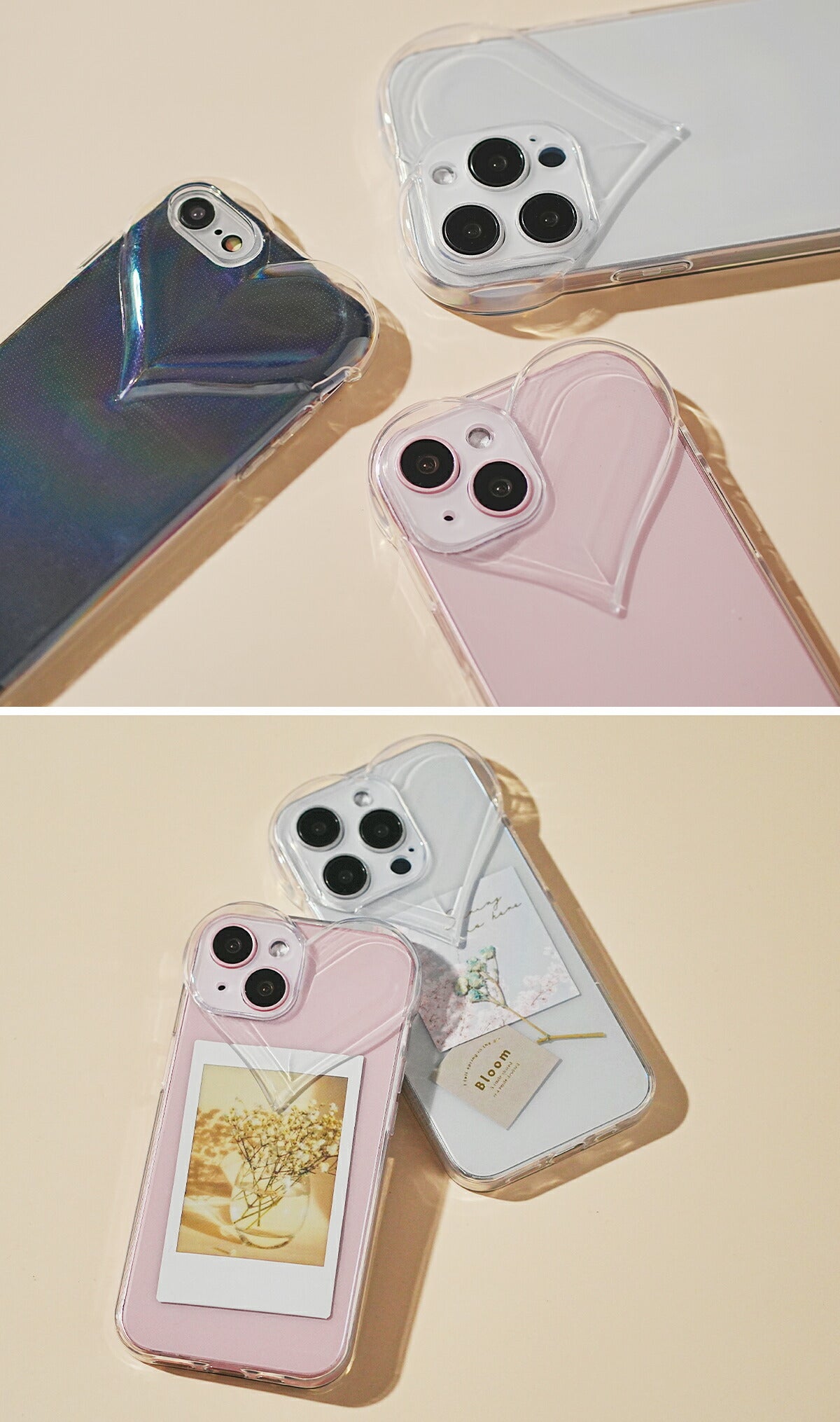 iPhone クリアケース ハートデザイン カメラ保護 - 5