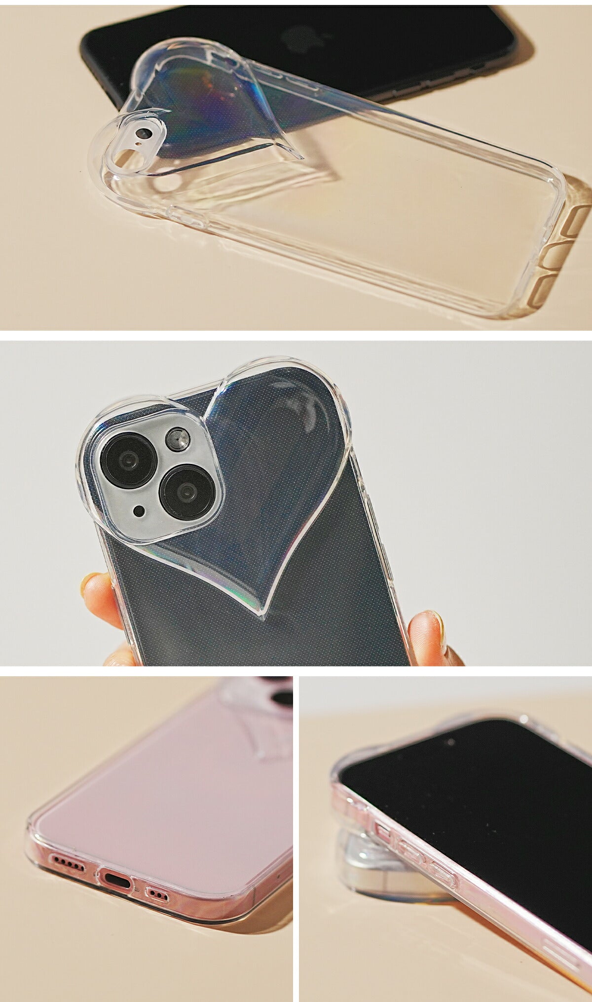 iPhone クリアケース ハートデザイン カメラ保護 - 6
