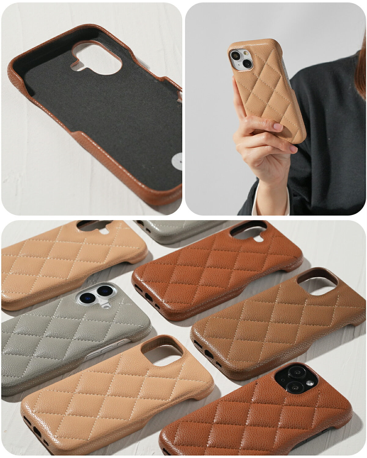 iPhone キルティング レザーケース - 9