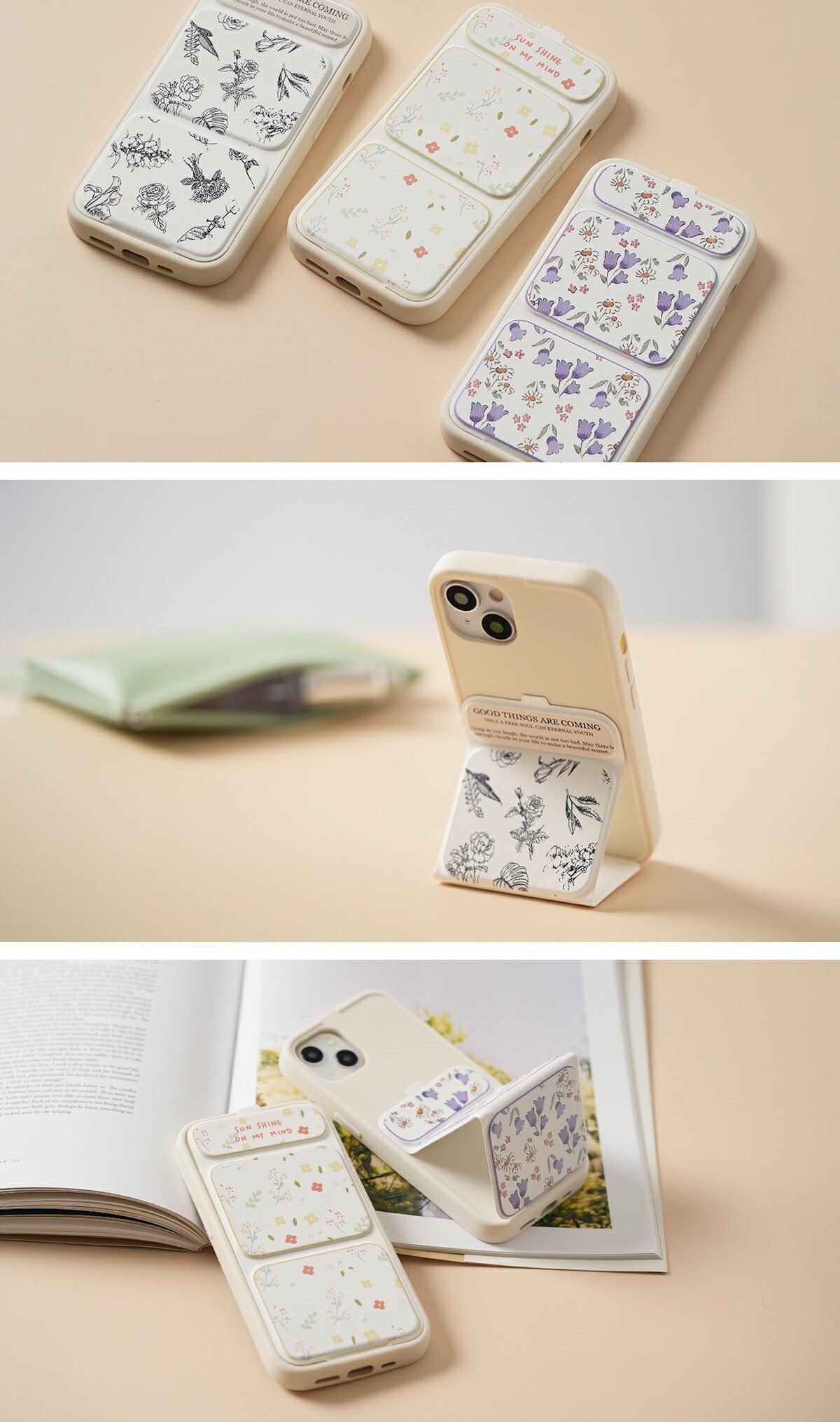 iPhone 15 ケース 花柄 スタンド カメラ保護 - 8