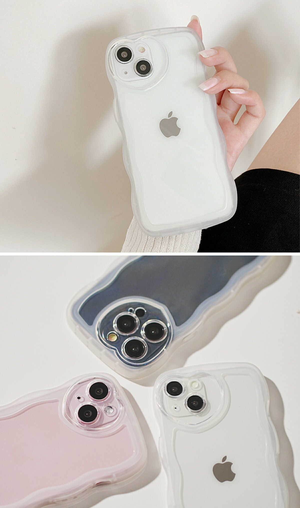 うねうね ハート型 iPhoneケース クリア 耐衝撃 - 5