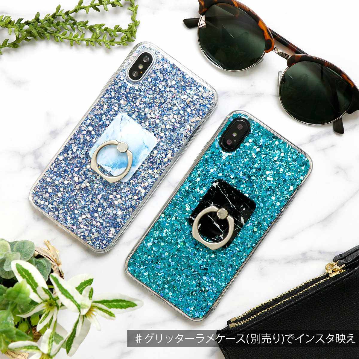 大理石調落下防止スマホリング - 3