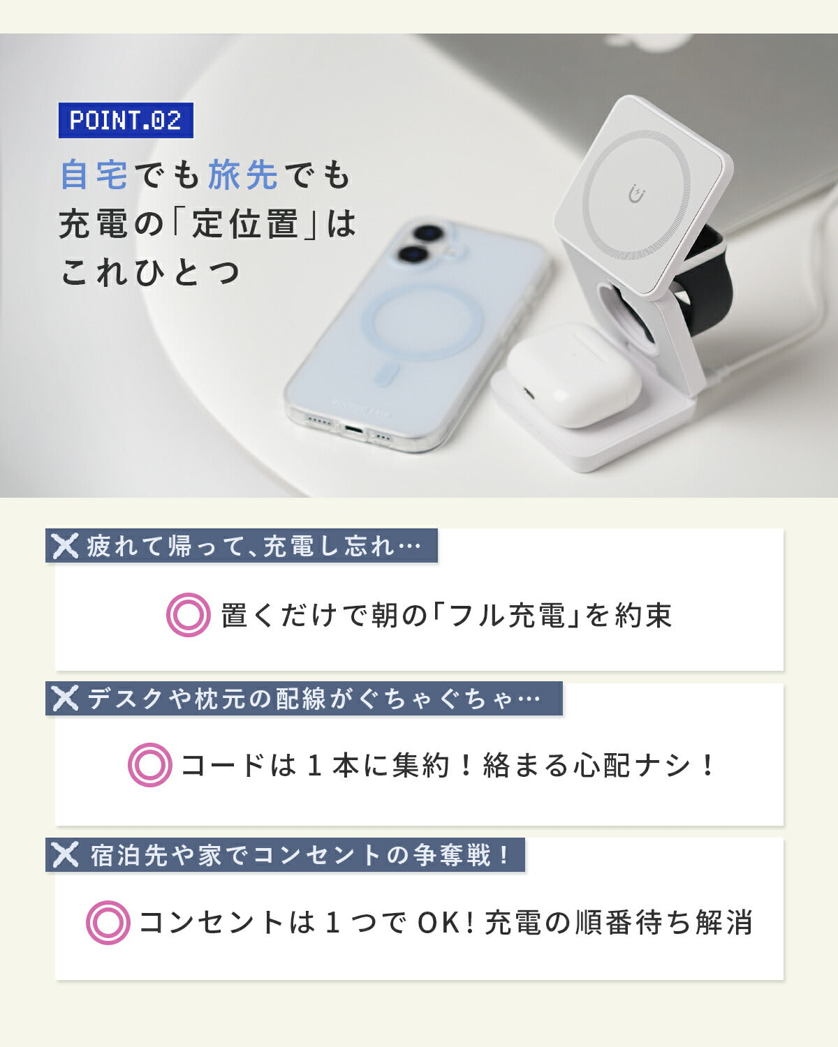 ワイヤレス充電器 3in1 折りたたみ式スタンド - 5