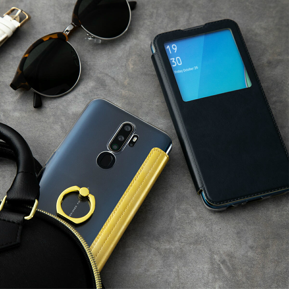 OPPO A5 2020 手帳型ケース リング付き スタンド機能 - 3