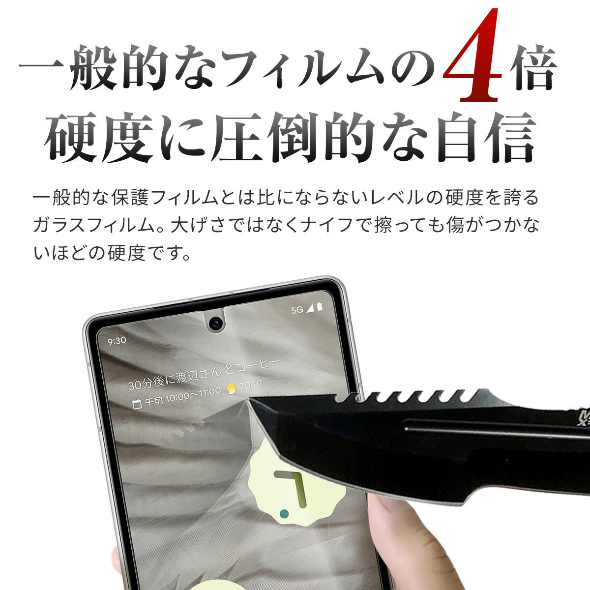 Google Pixel 7a 強化ガラス保護フィルム 9H - 4