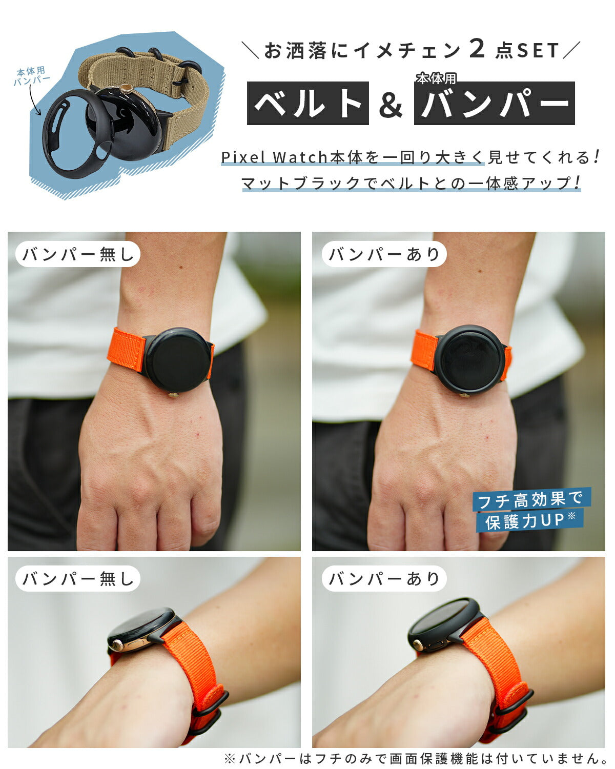 Google Pixel Watch 3 41mm ナイロンバンド 液晶カバー付き - 3