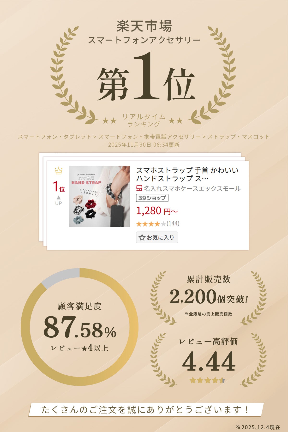 シュシュ風スマホハンドストラップ - 2