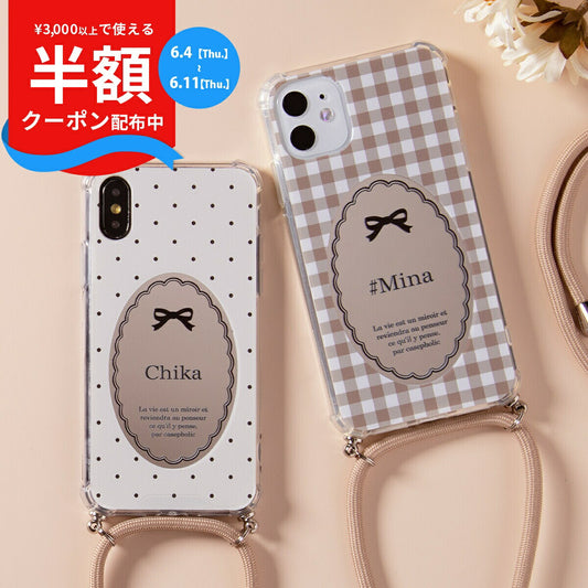 Galaxy ショルダーケース ミラー付き チェック柄