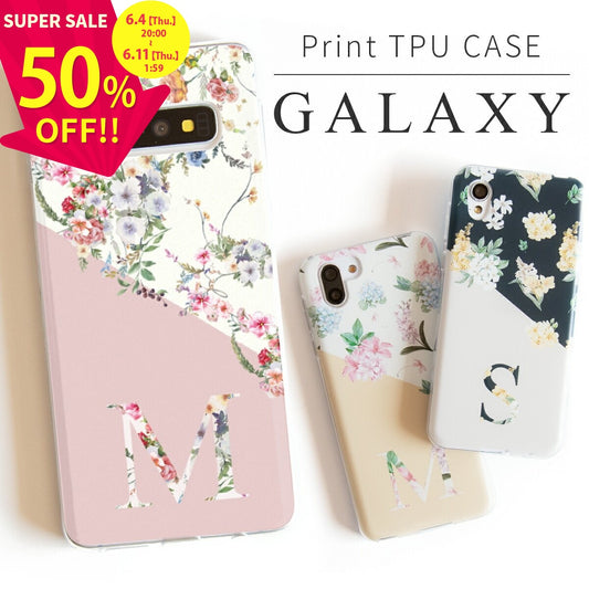 Galaxy バイカラー 花デザイン スマホケース