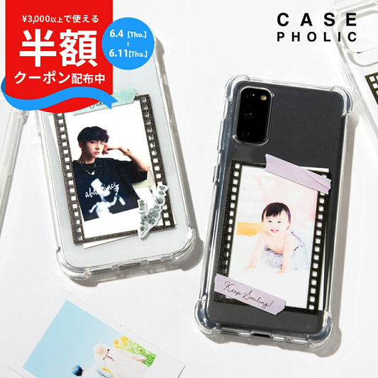 Galaxy 名入れ対応 フィルムフレーム柄 スマホケース