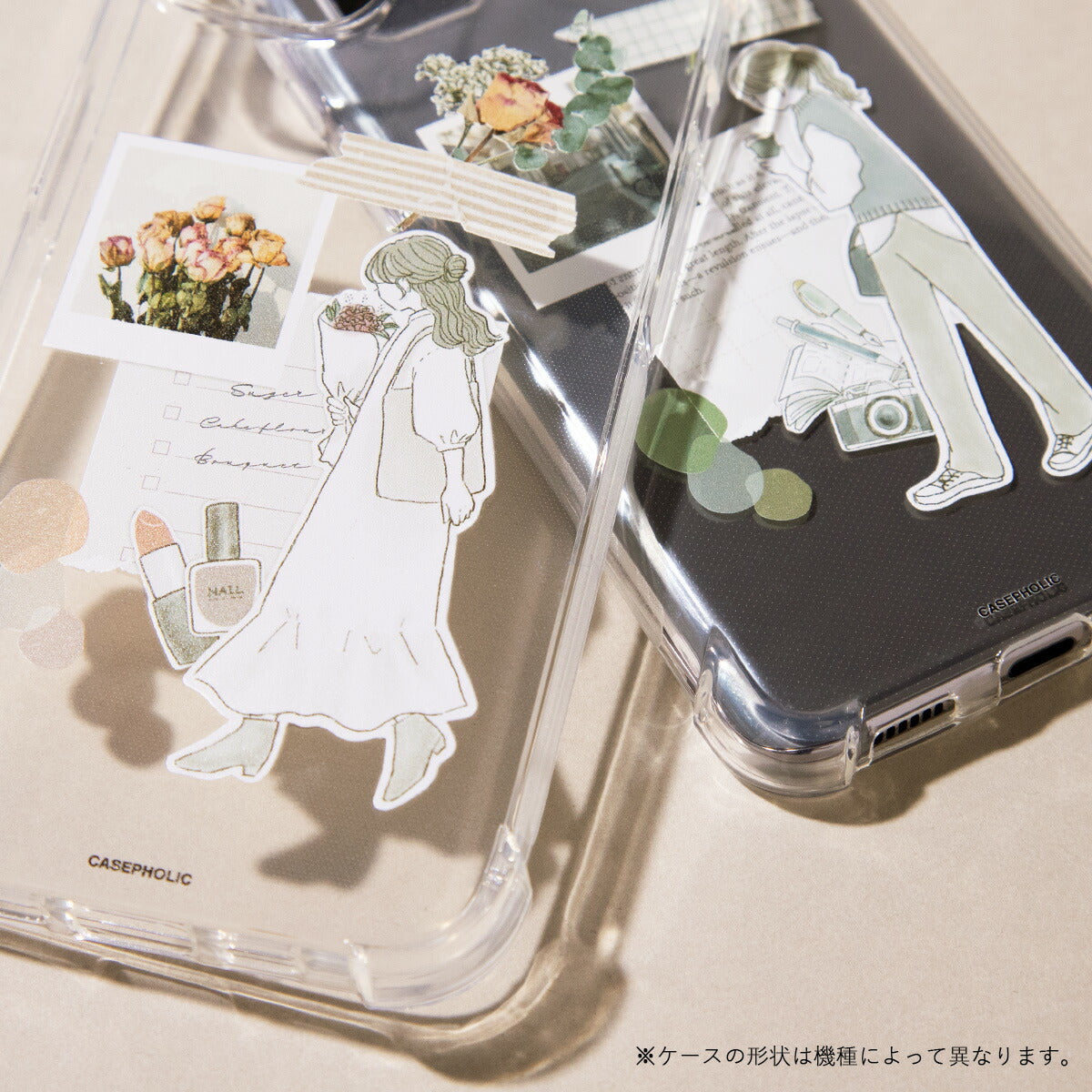 Galaxy スマホケース クリア 衝撃吸収 名入れ 花柄 - 5