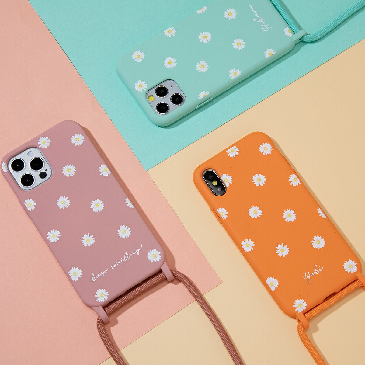 iPhone 名入れ対応 花柄 クロスボディケース - 3
